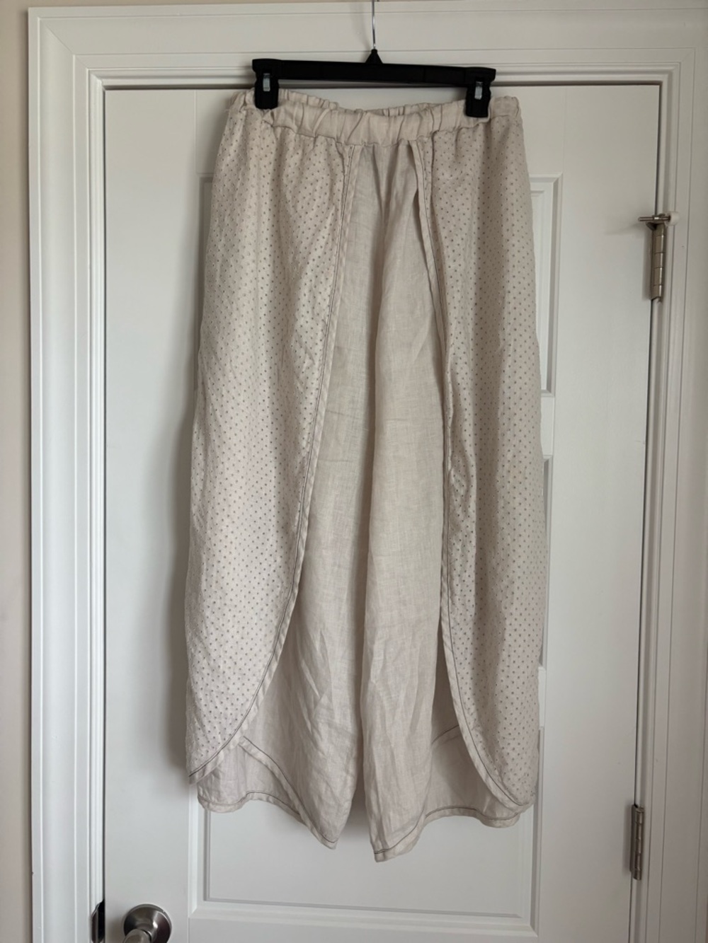 Cynthia Ashby light beige color boho pants